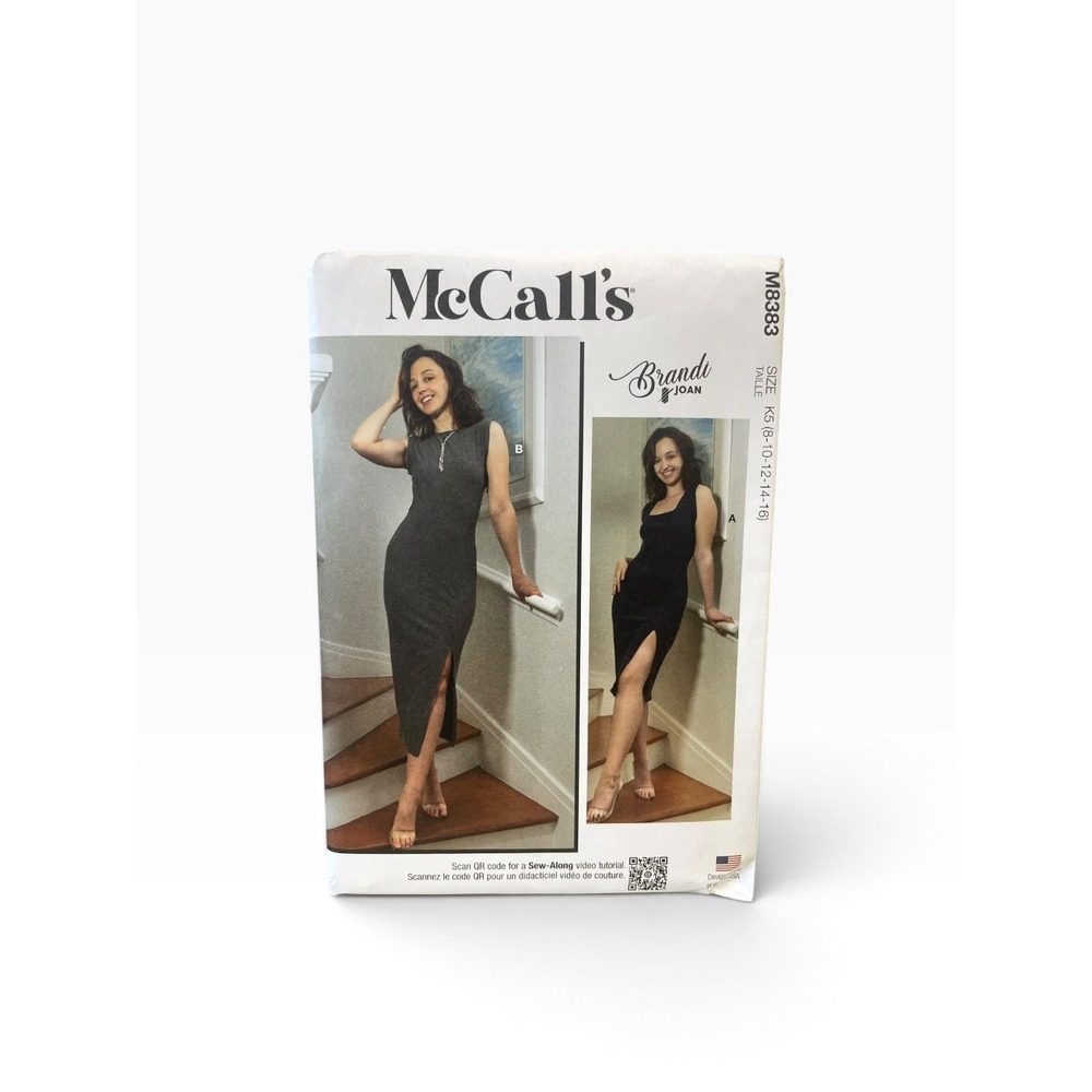 McCall's M8383 Knit Dresses K5 (8-16) Modern Slim Fit Side Slit Dress UNCUT FF